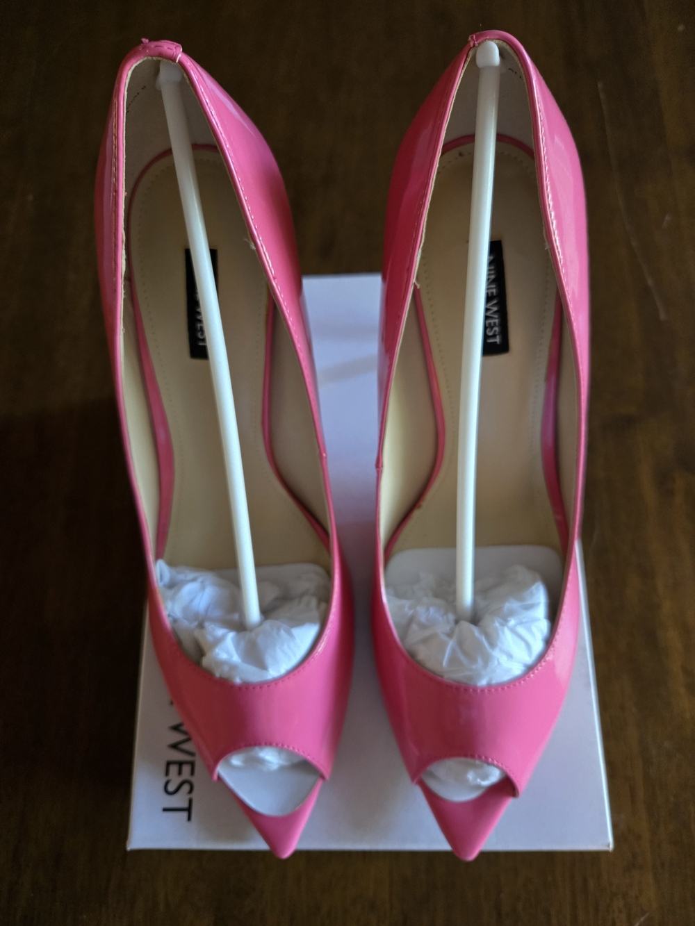 Nine West Pink Patent Peep-Toe Stiletto Heels